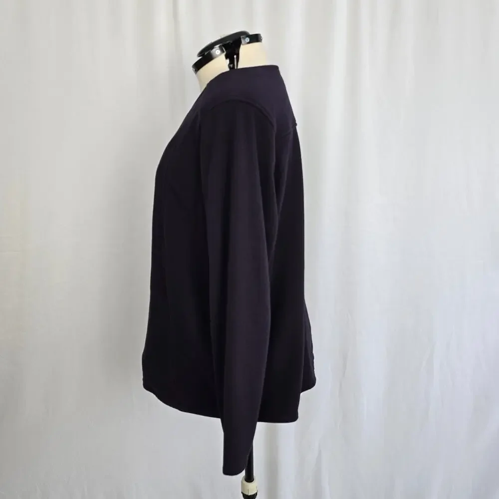Lands' End Side Zip Sweater Women's 2X Dark Blue Long Sleeves